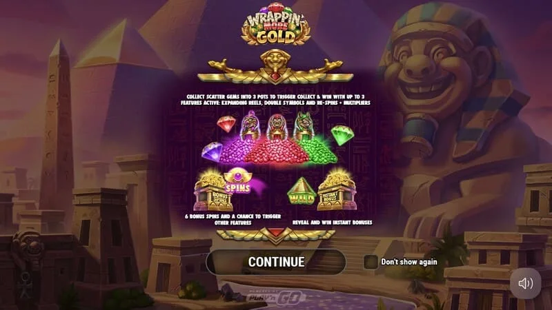 Wrappin' More Gold – pagrindinis meniu su mumija ir piramidėmis